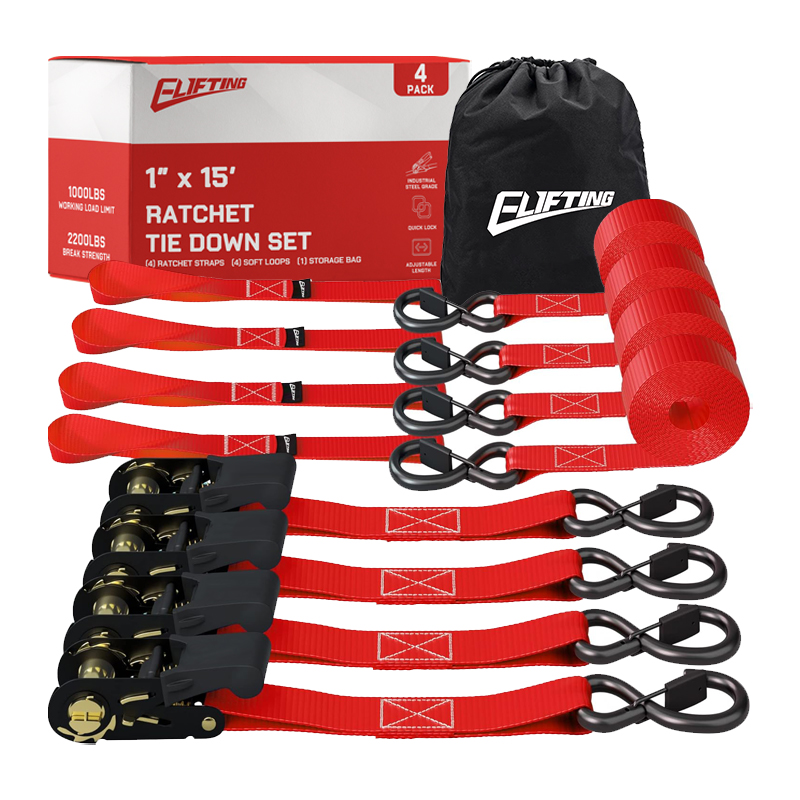 1 ″ x 15 "Ratchet Twow-Down Kit （4-batoh）